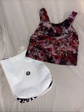 lululemon athletica Abstract Pink & Burgundy Printed Sports Bra & Bag